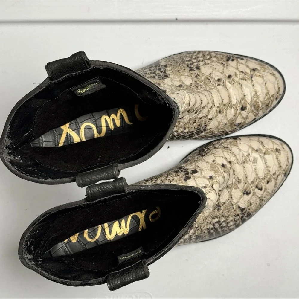 Sam Edelman Snakeskin Print Ankle Boots‎ Western Cowgirl Boho Rodeo Concert 6.5M